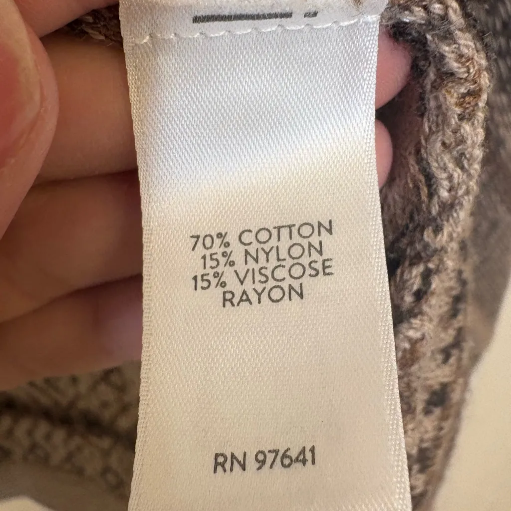 J.Jill Tan Patterned Knit Cardigan Draped Open Front Boho Style Small Brown - Image 4