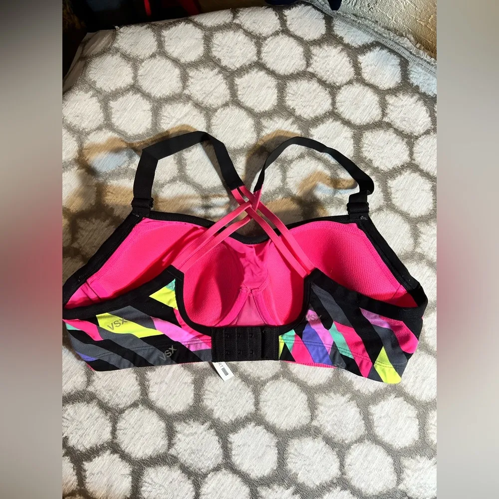 Victoria Secret VSX Sports Bra, bright colors, padded, strappy- great style - Image 3