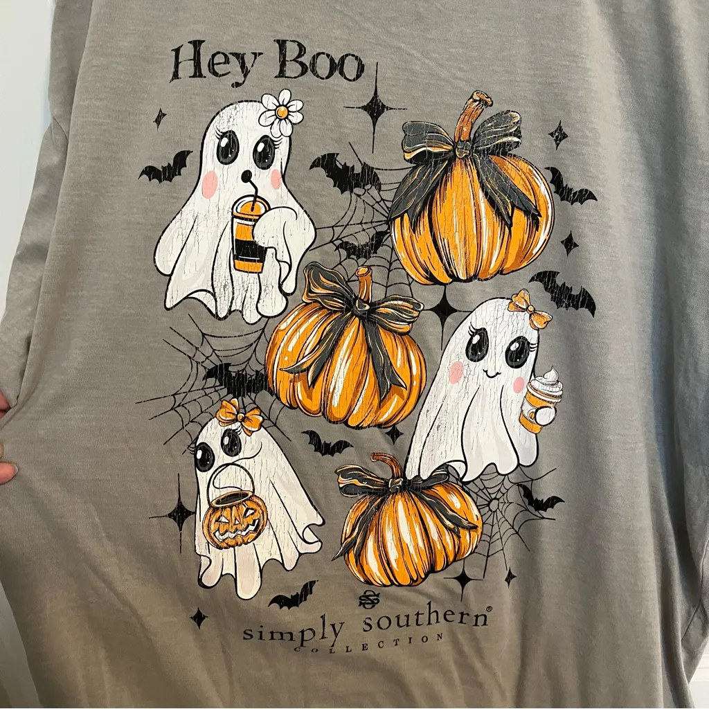 NWT Simply Southern Short Sleeve T-Shirt Size XXL Halloween Ghost Hey Boo - Image 6