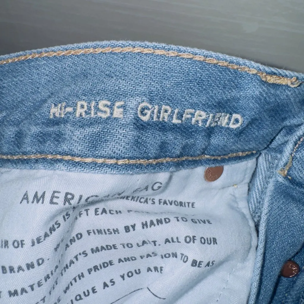 American Eagle Women's 0 X-Long Medium Wash Button Fly Hi Rise Girlfriend Jeans - Image 6