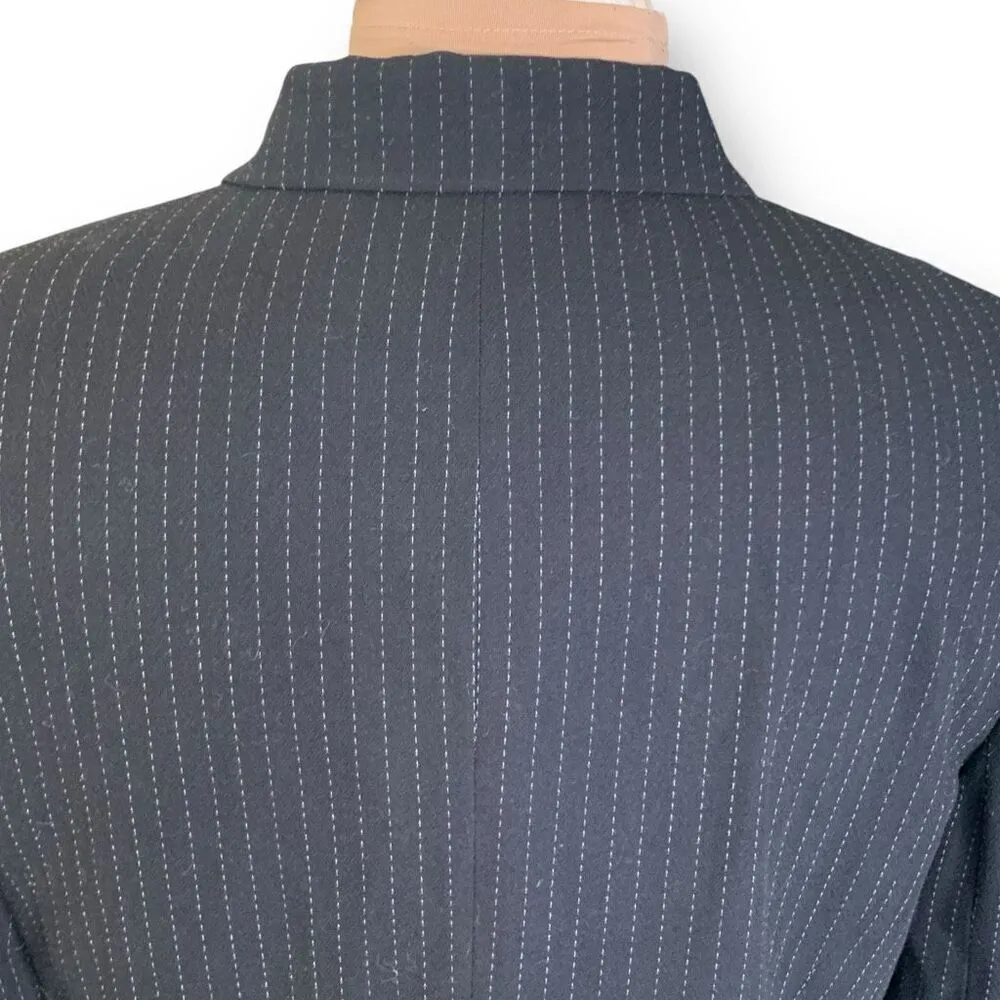 Vintage Jacqueline Ferrar Suit Set Pinstriped Printed Black Jacket Pencil Skirt Size 14 - Image 6
