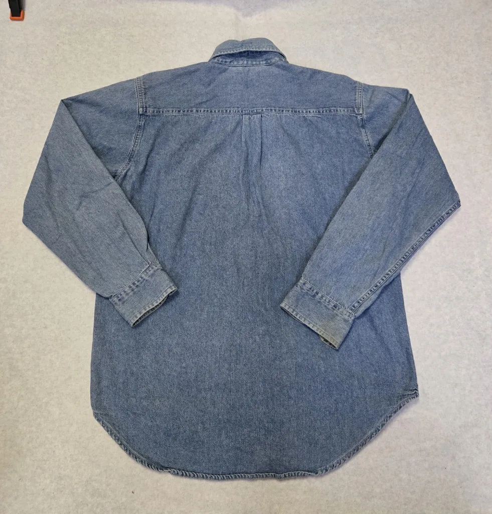 Vintage Planet Hollywood Adult Button Down Shirt M Denim Blue New Orleans - Image 2