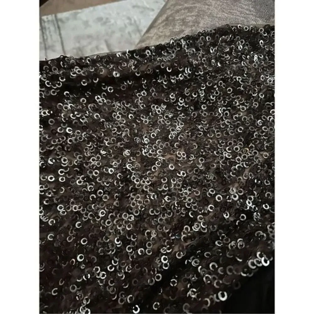 Chico’s Women’s Sequin Tank Top Sleeveless Blouse‎ Black Silver Sparkle Party - Image 5
