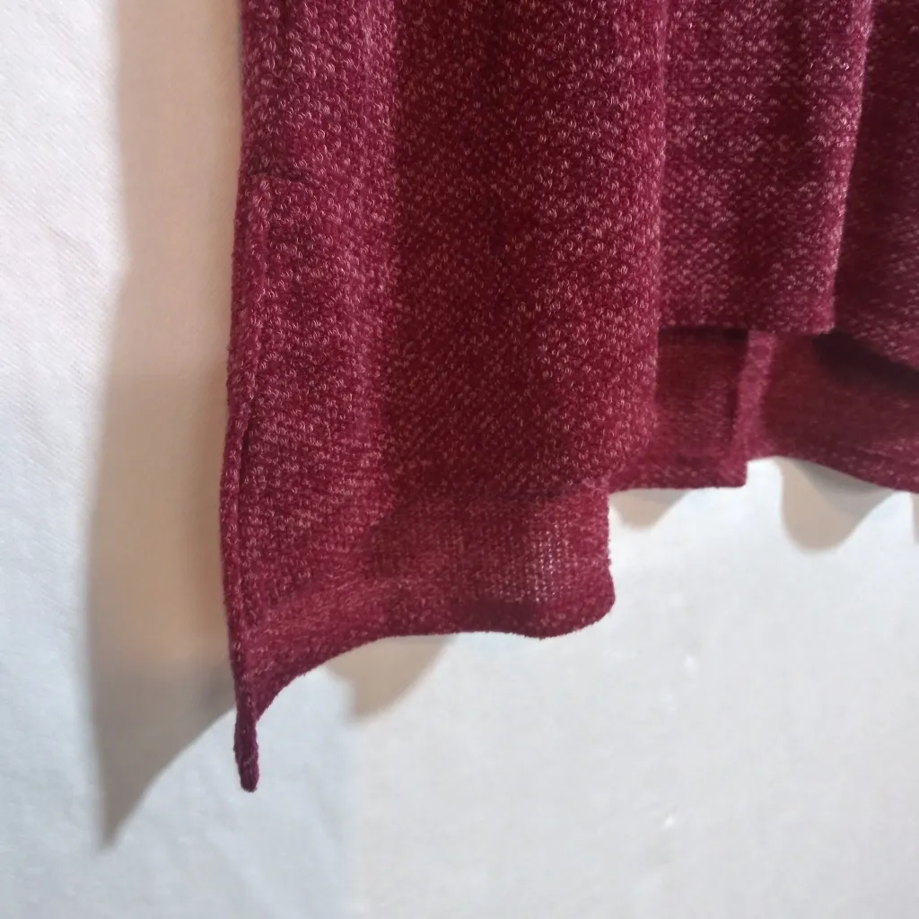 Honeyme Embroidered Burgundy Women's Knit Marled Top 3/4 Sleeves Size S - Image 5
