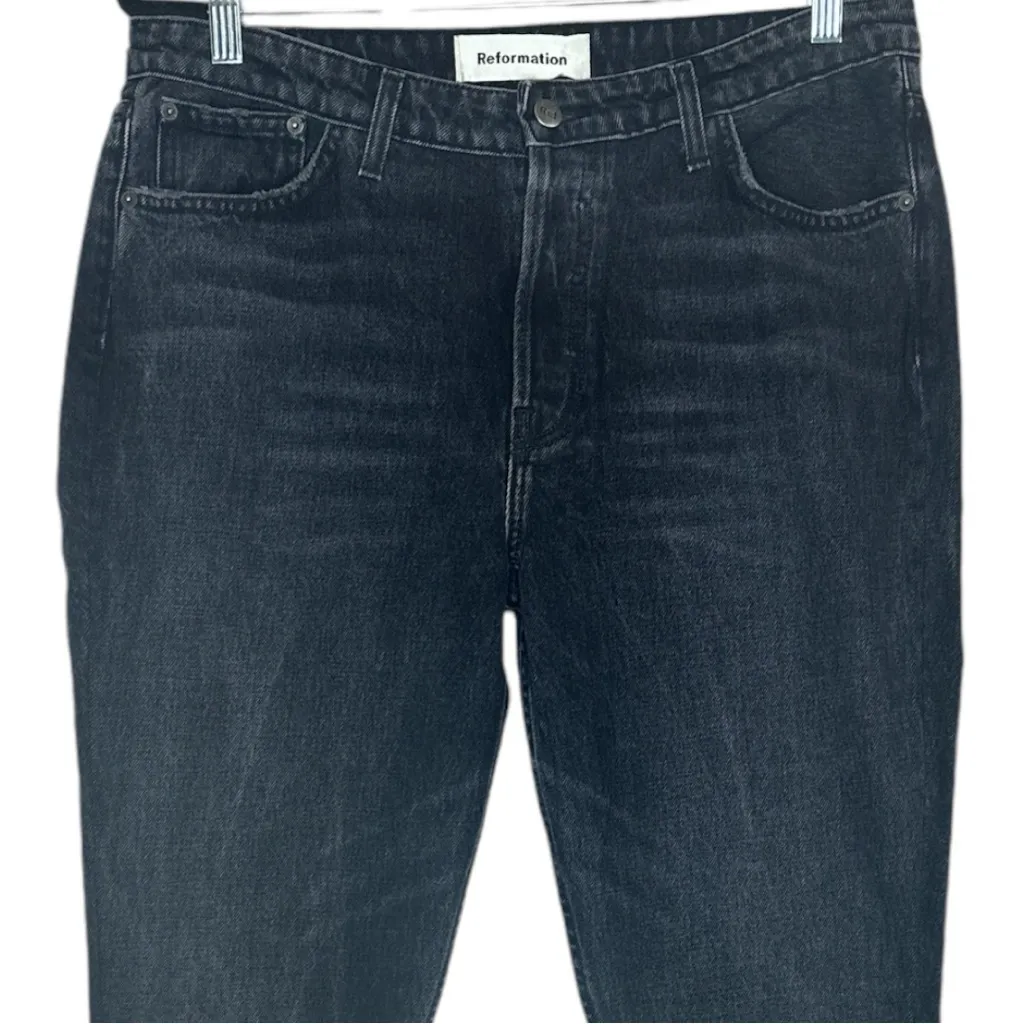 Reformation Denim Jeans Button Fly Washed Black Size 31 - Image 3