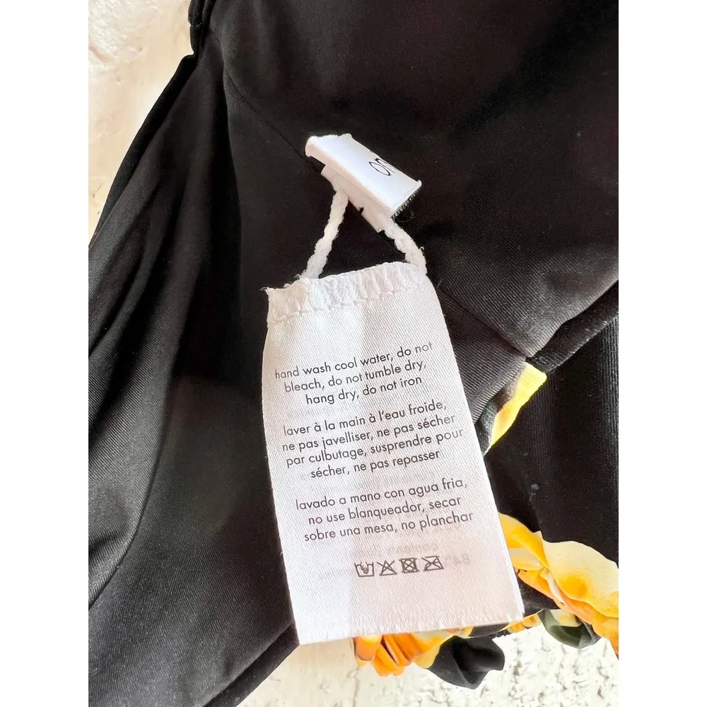 Onia x WeWoreWhat Ravello Floral Puffy Off-The-Shoulder Crop Top Black Yellow XS - Image 5