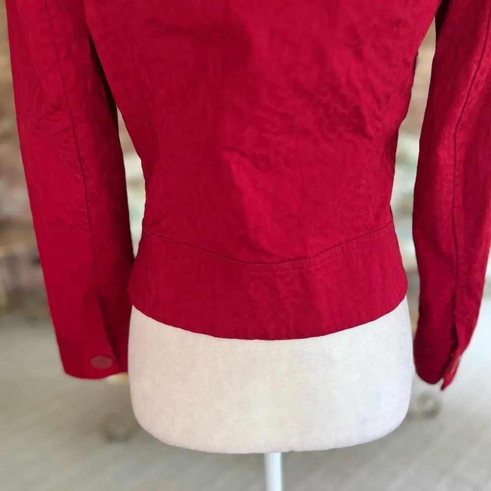 Jones New York Jacquard Animal Print Red Wine XSP Classic Office Chic Cropped - Image 10