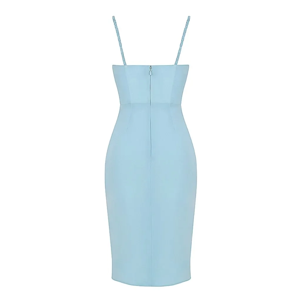 House of CB Jamille Draped Corset Midi Dress Baby Blue Size S - Image 13