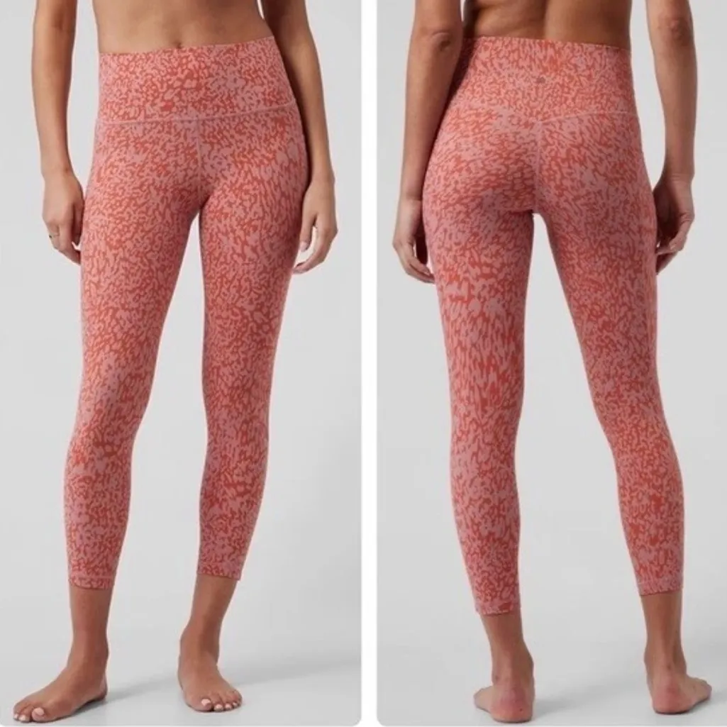 Women’s Athleta Salutation Stash II pink/orange 7/8 animal print leggings M - Image 2