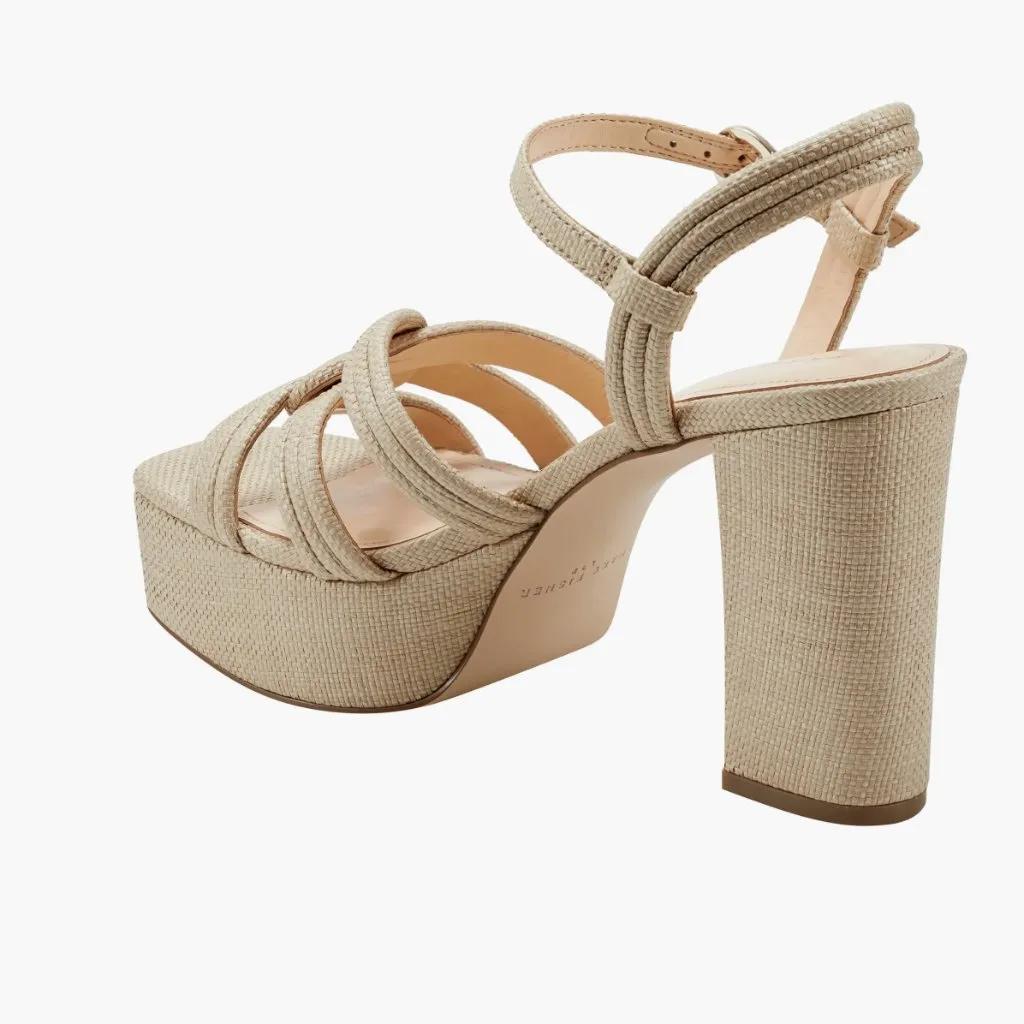 NEW  Marc Fisher LTD Cairo Ankle Strap Platform Sandal (Women) 9.5M,  NATURAL - Image 2