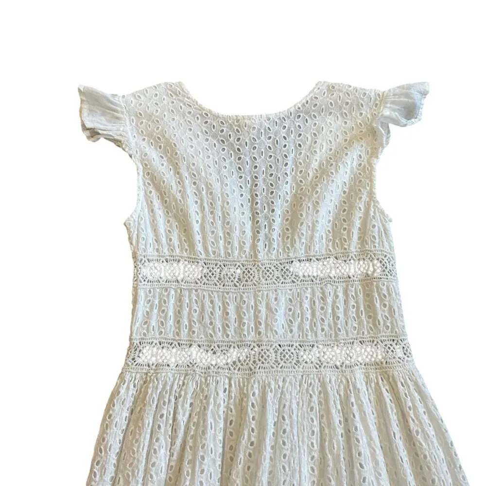 Raga  Anthropologie Aviana WHite Eyelet Dress Maxi Cotton Size XS Women's NWOT - Image 10