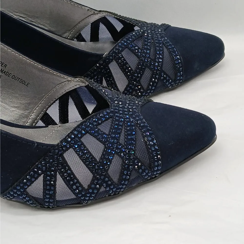 Jones New York Gillis Women High Heel Slingback Sandals 7.5M Blue Mob Wife Shoes - Image 4