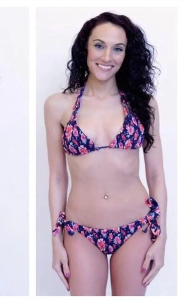 Tori Praver Smocked Padma Casablanca Indigo Floral Blue Pink S Bikini Bottom - Image 4