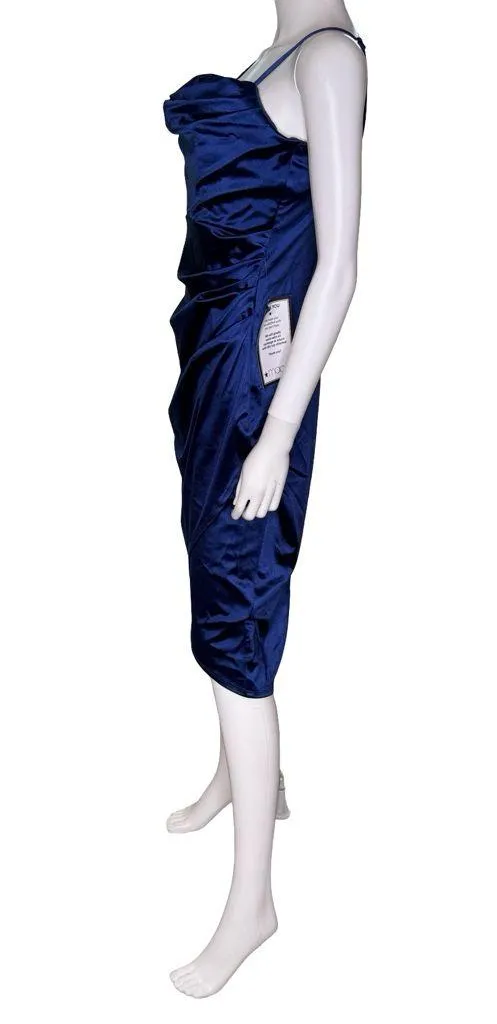 Emerald Sundae Juniors' Draped Sleeveless Satin Bodycon Dress Blue Sz L - Image 3