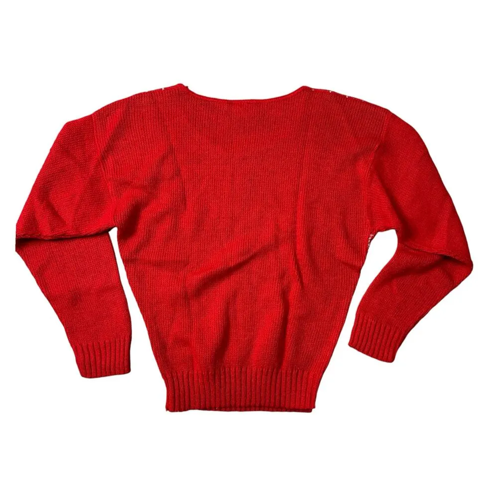 Vintage Western Sportswear Red Sweater Geometric Made in USA Medium - Image 4