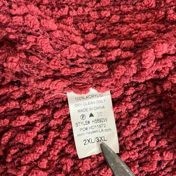 Hayden Los Angeles‎ Women's 2XL/3XL Red Boucle Open Front Cardigan Cozy Layer - Image 5