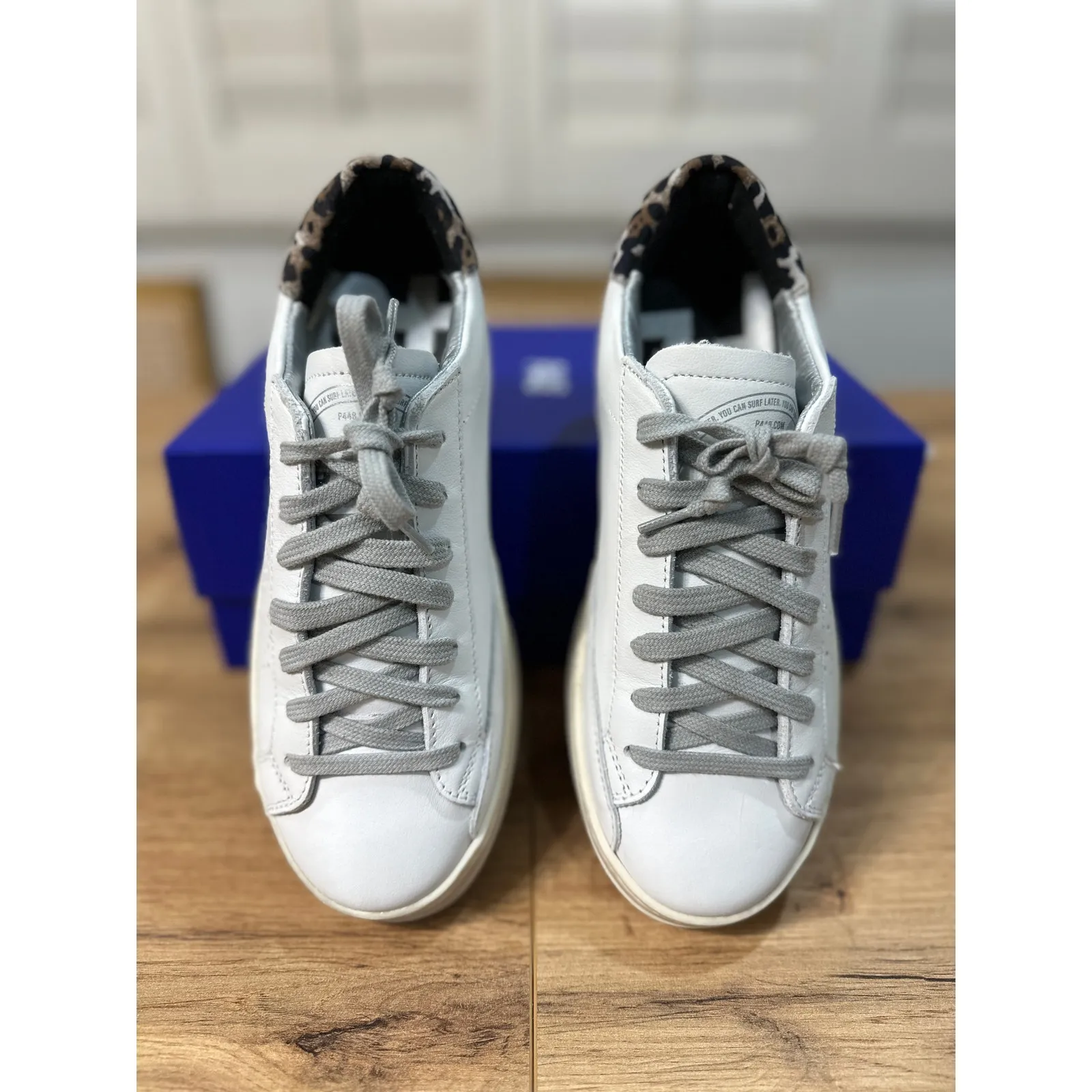 P448 John Sneakers Cheetah Accent Leather Upper Size 36 EU 6/6.5 US NIB Italian - Image 3