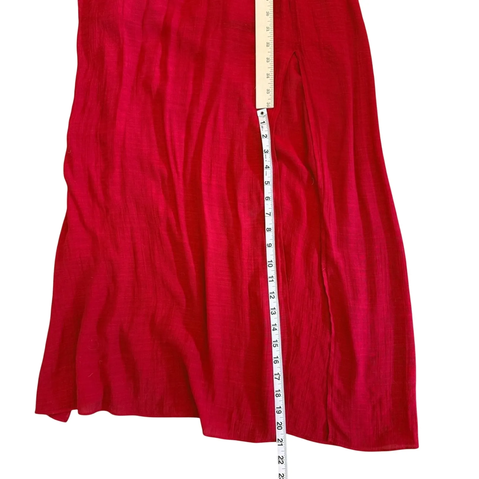 BCX Red Cream Lace Gauze Racerback Maxi Dress Party Formal Wedding Guest size 11 - Image 8