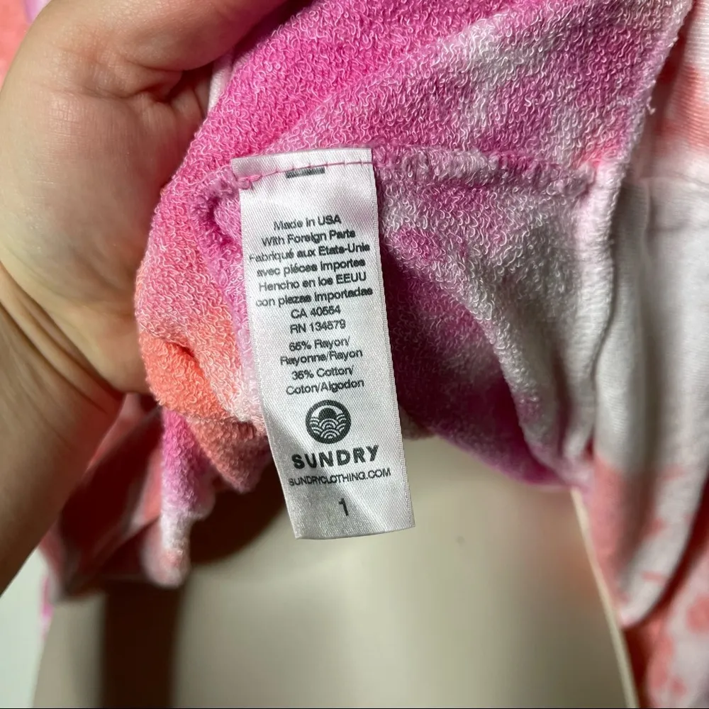 Sundry Crewneck Tie Dye Sweatshirt Women's Orange and Pink Size 1 US S - Image 5