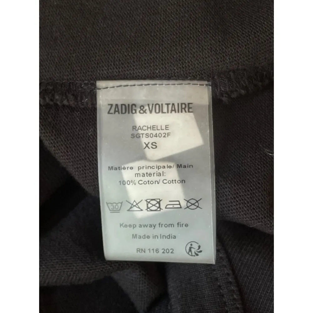Zadig & Voltaire Rachelle Paris 97 Long Shirt Dress Noir Womens Size XS - Image 10