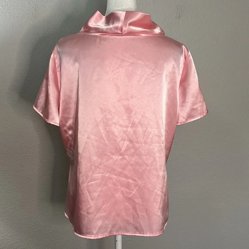 Kasper Pink Satin Blouse Size 12 Petite - Image 4