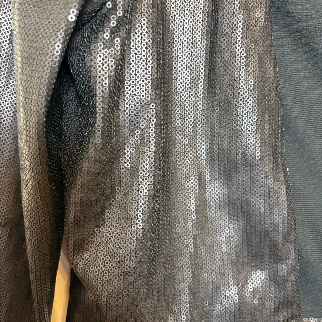 Vintage Cache Black Micro-Sequin Cropped Jacket Y2K Partywear Evening S - Image 6