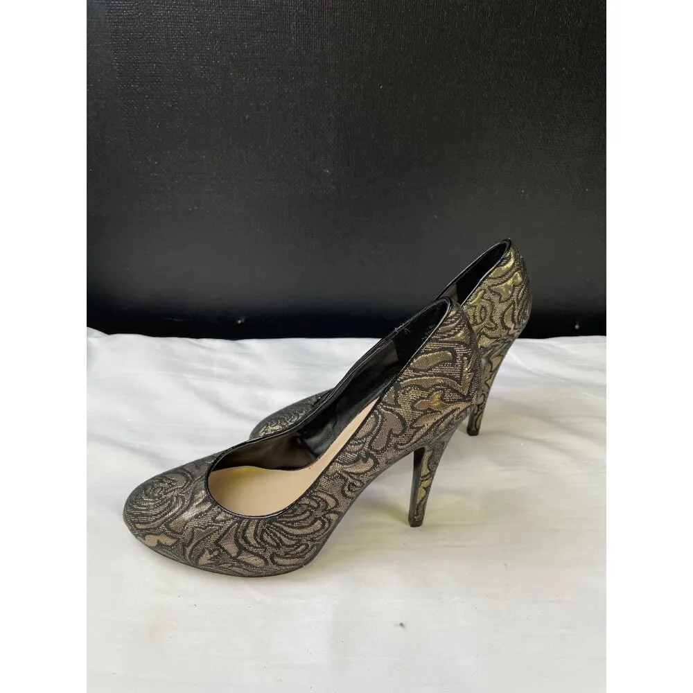 Nine West Women's Black/Gold High Heeled 4.5" Shoes Size 8M SKU3497 - Image 4