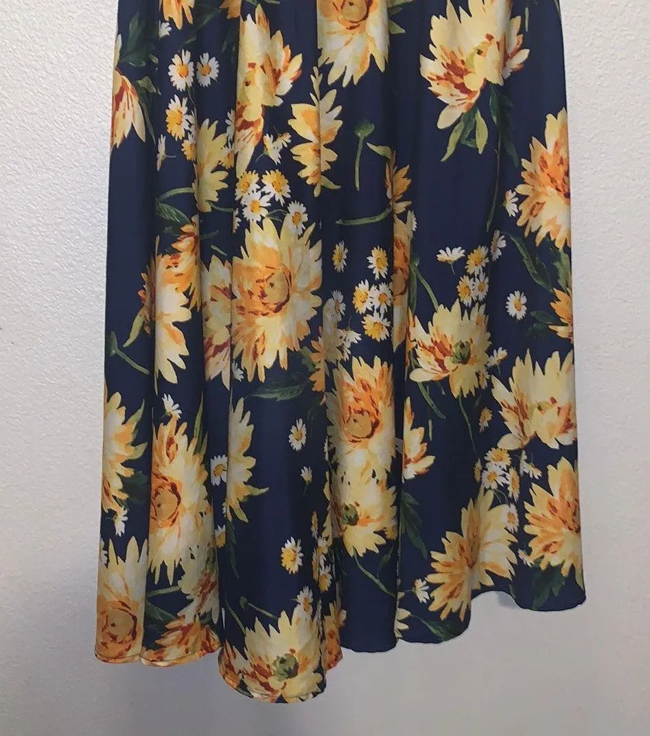 Floral Waist Tie Pull On A-Line Skirt - Image 3