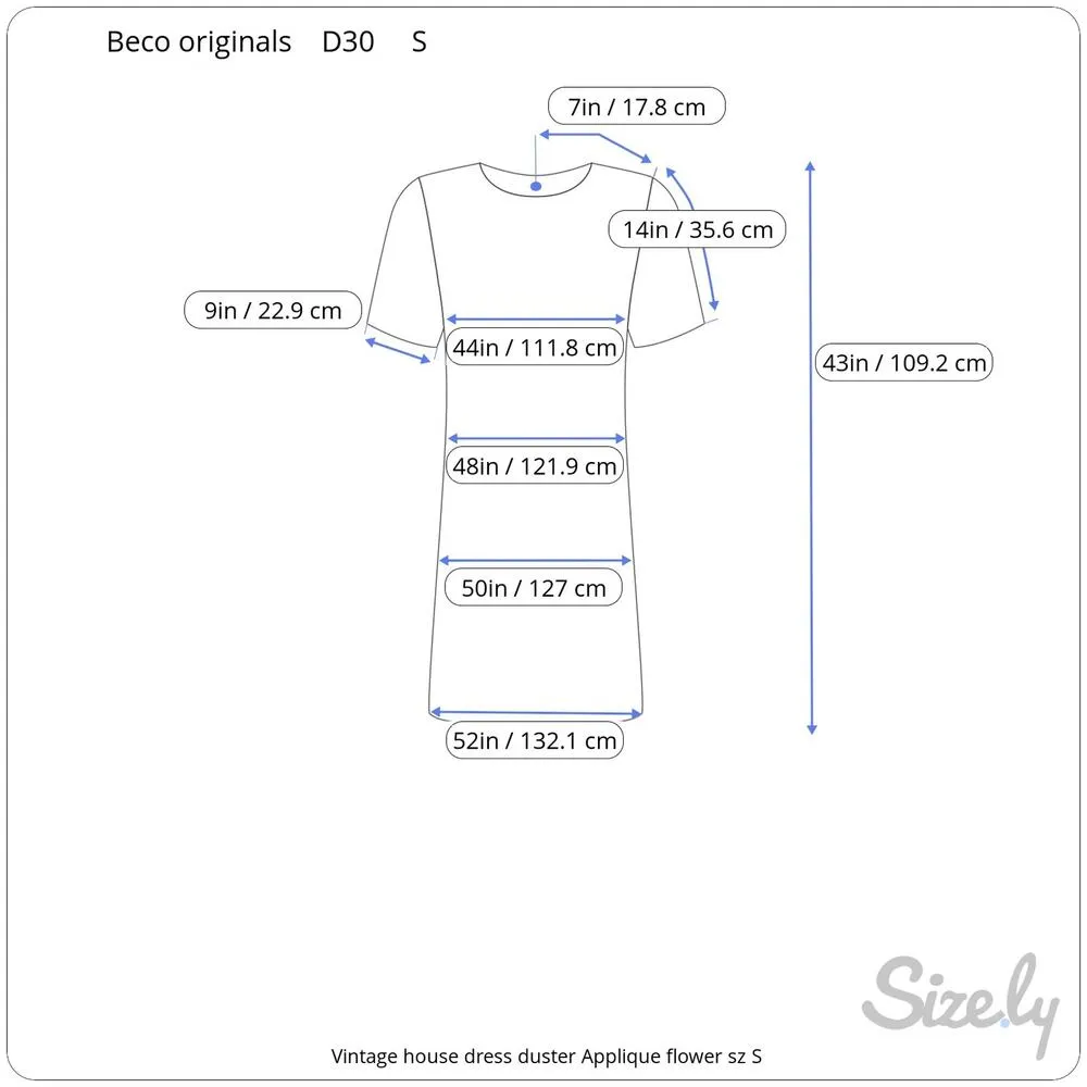 house dress duster Applique flower zip front blue red green rose cottagecore Size L - Image 2