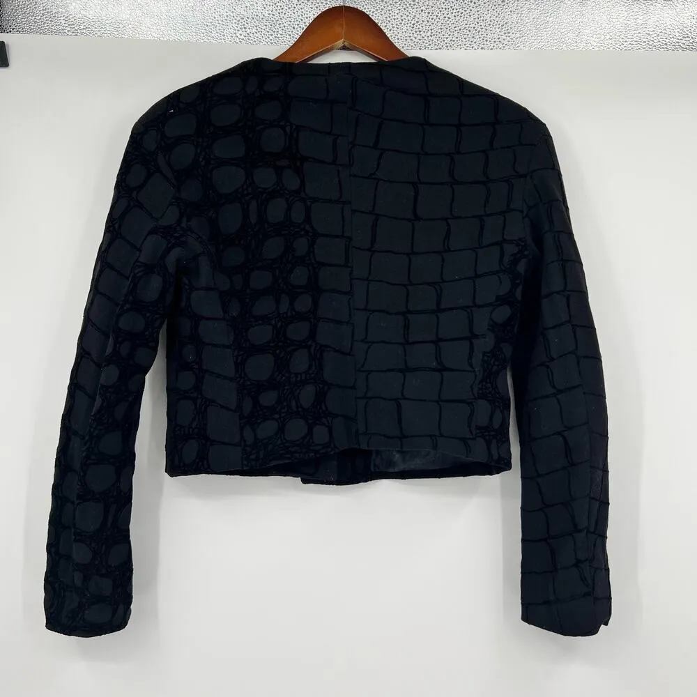 Missoni black contrast pattern cropped jacket circles squares 97% wool 42/ US 6 - Image 3
