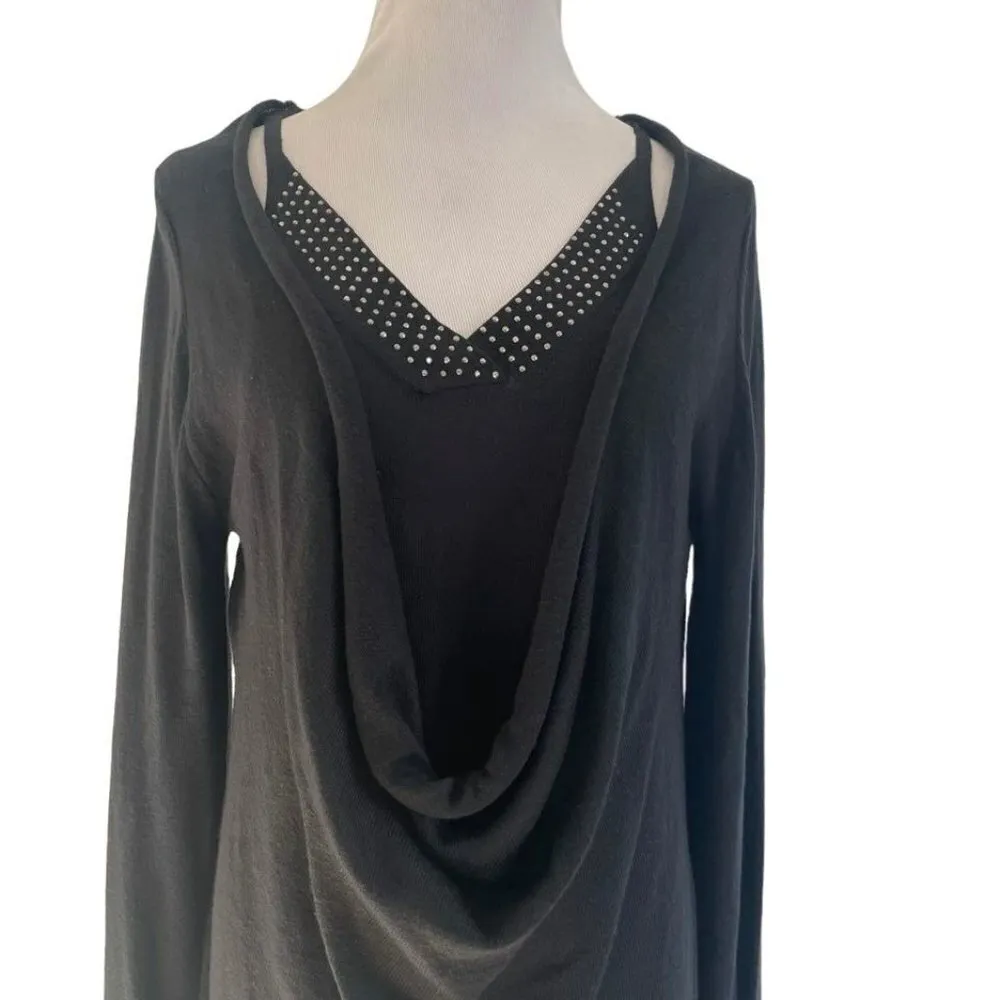 Kerisma Size XL Dress Embellished Boho Lagenlook Long Sleeve Cashmere Blend - Image 2