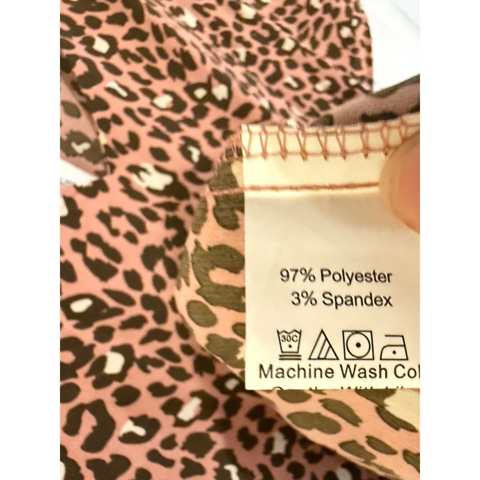 HTFBM Leopard Print Mini‎ Dress Short Sleeve Tiered Casual Pink Size S - Image 4