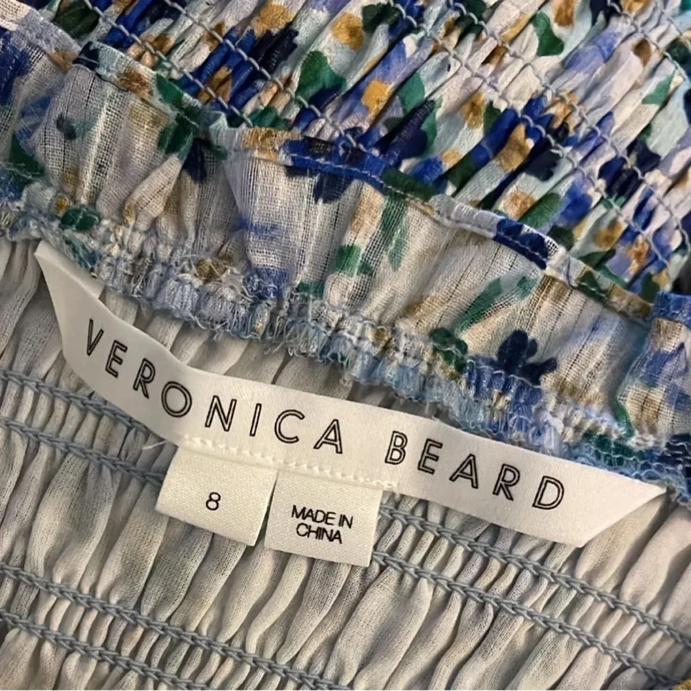 VERONICA BEARD Blue Floral Verena Smocked Dress Sleeveless - Image 6