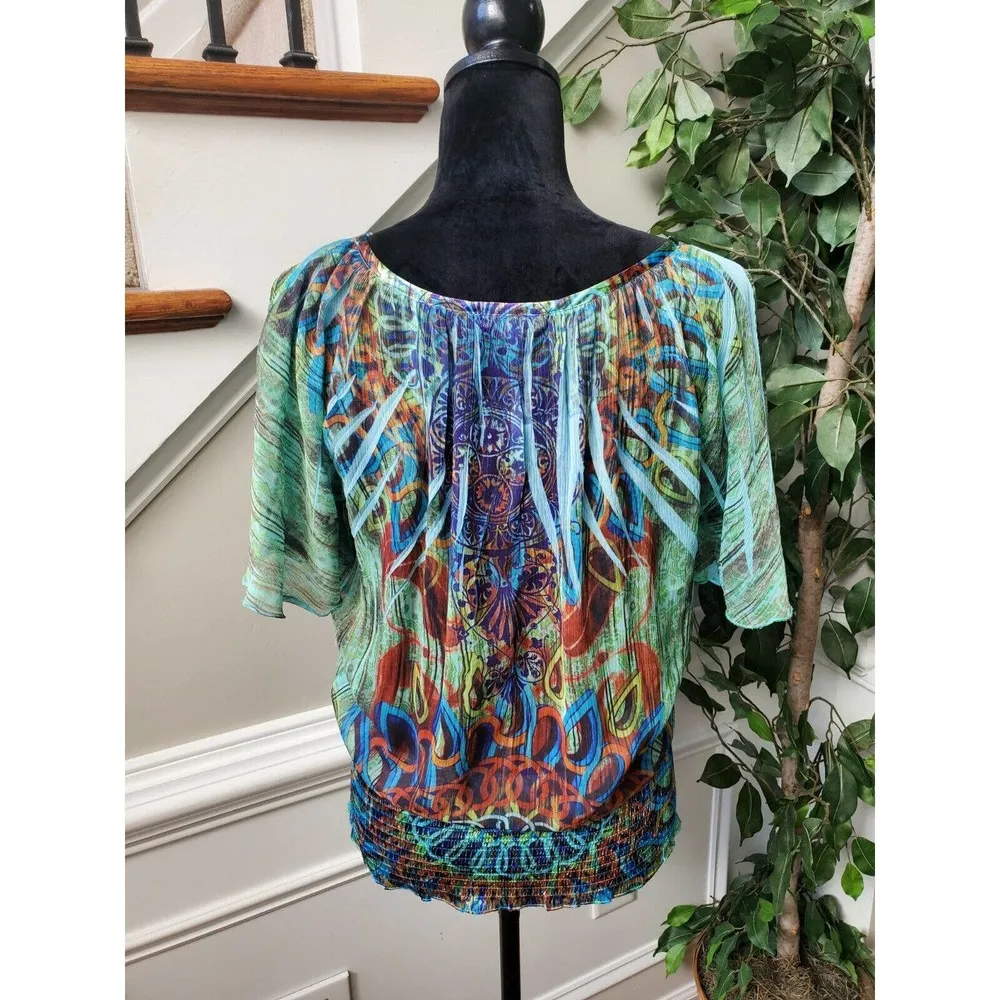 Live And Let Live Women Polyester Round Neck Half Sleeve Pullover Blouse Size M - Image 6