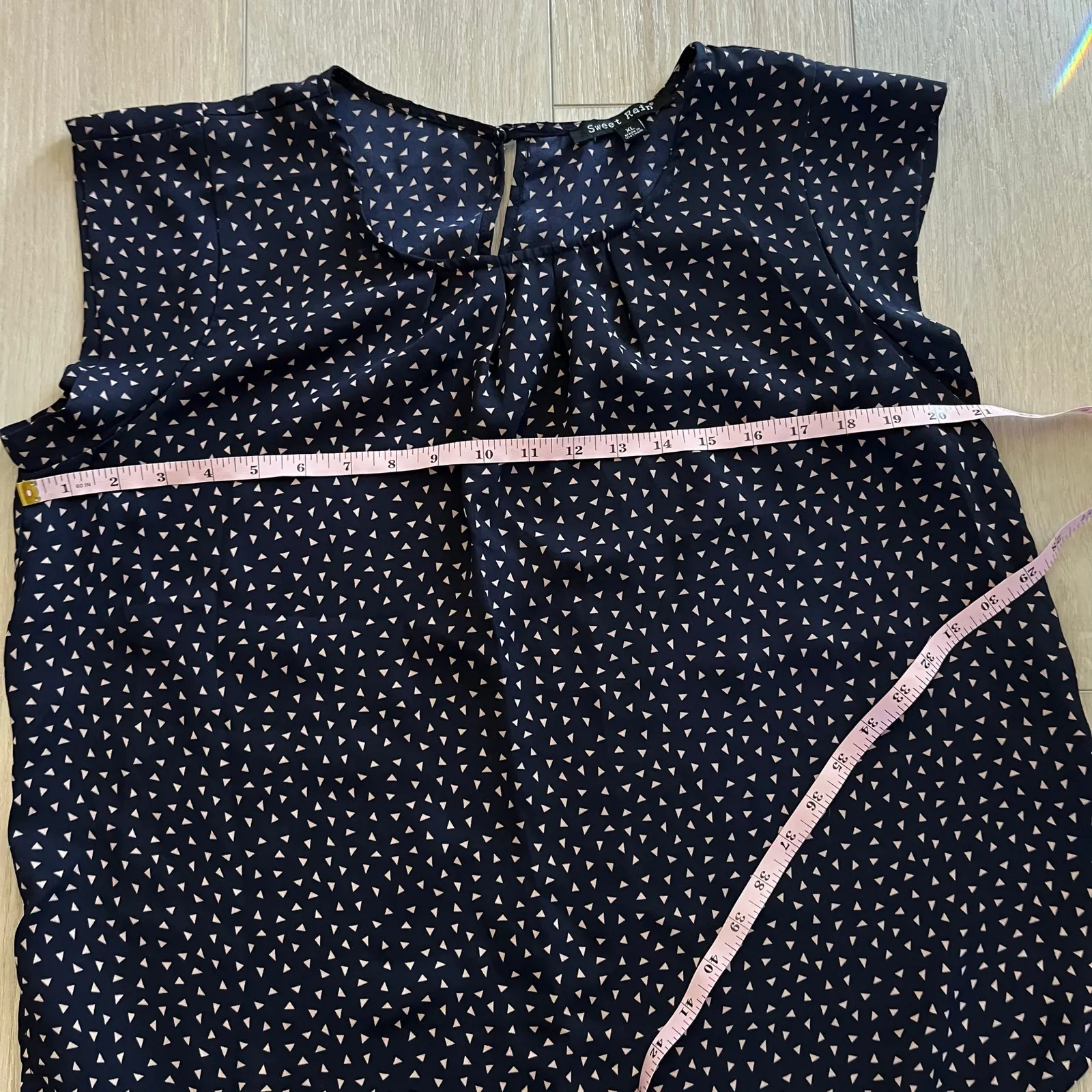 Sweet Rain Women’s Navy Blue Geometric Print Blouse Sz XL - Image 5