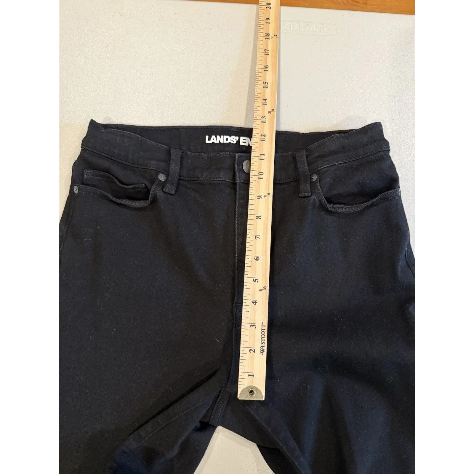 Lands End Jeans Womens 10 Black High Rise Straight Stretch Travel Pants Career - Image 5