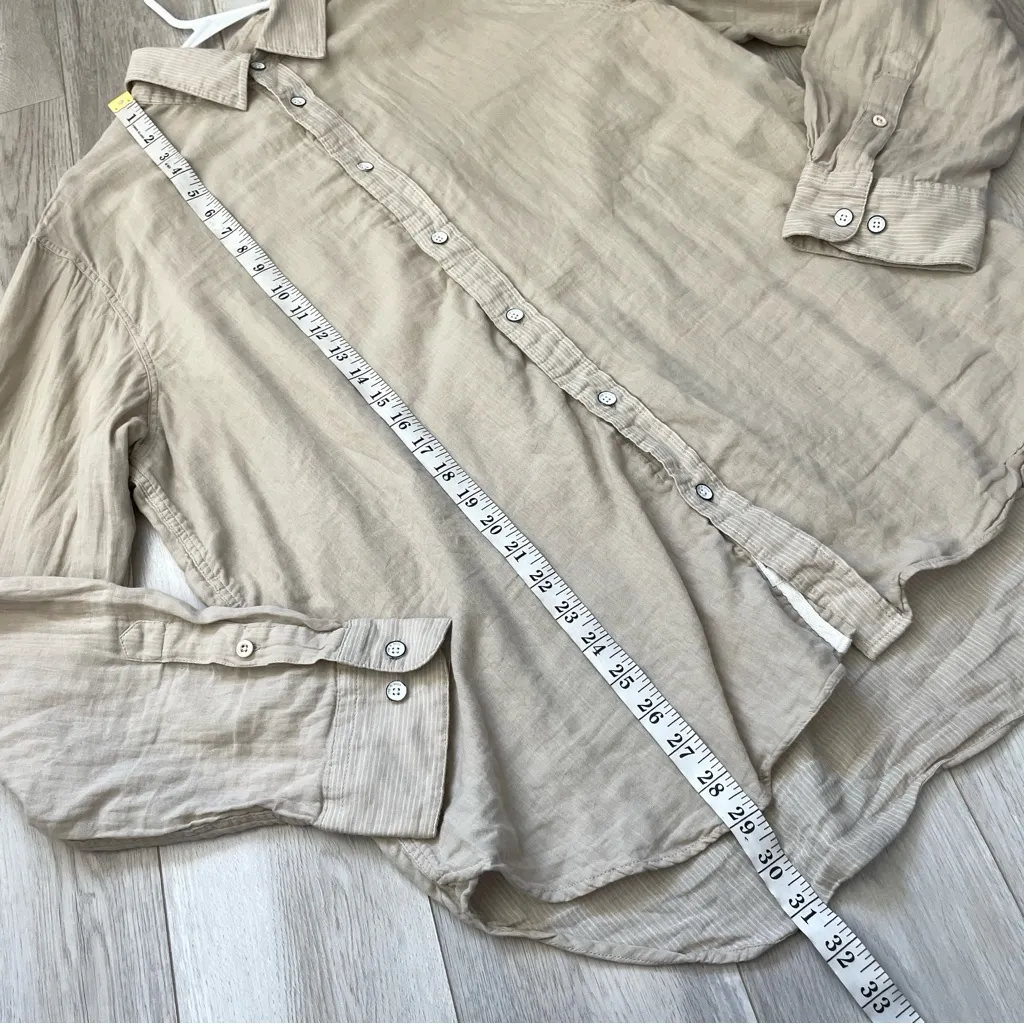 rag & bone Shirt cotton gauze button up mens Beige (xlarge) preppy date classic - Image 6