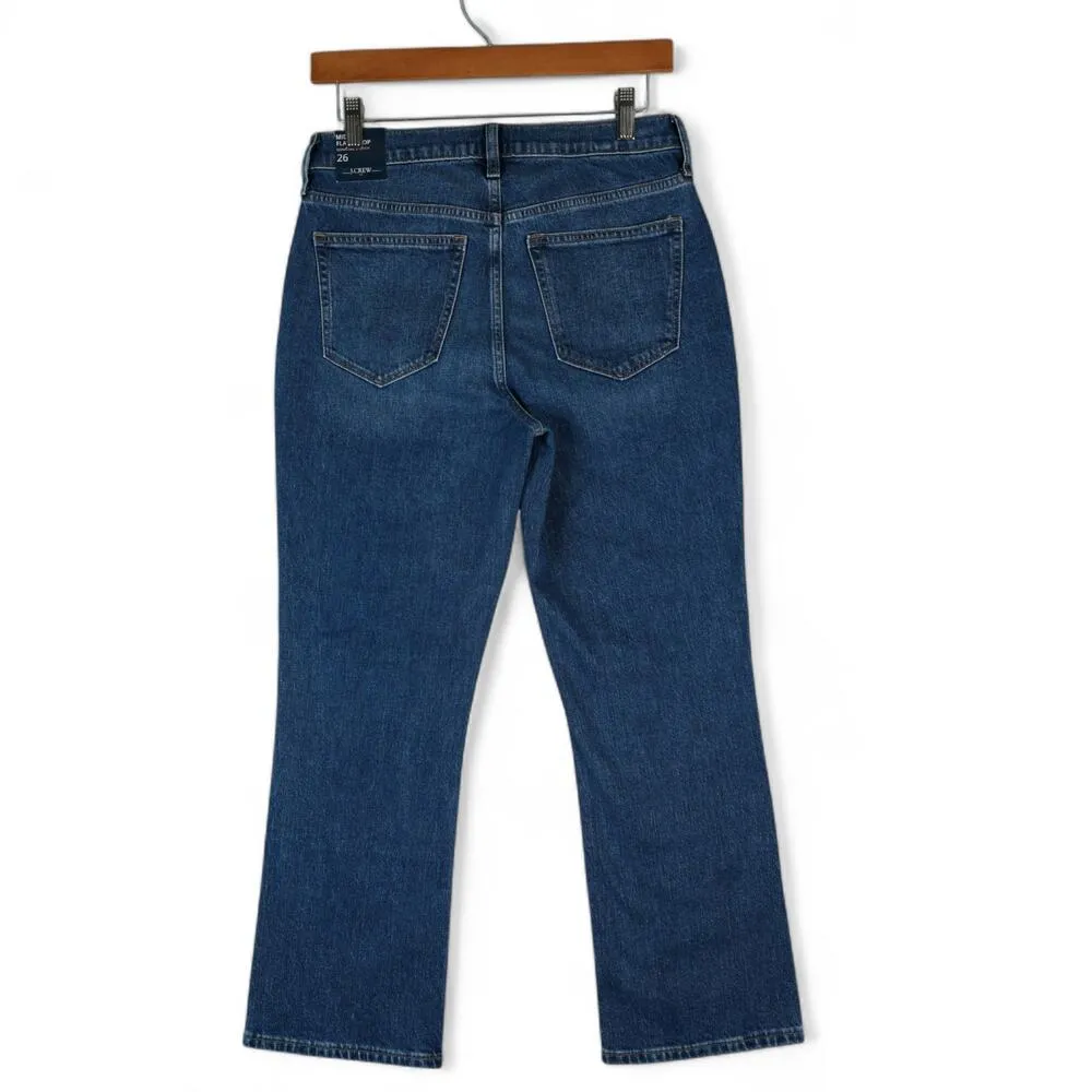J Crew Factory Jeans Womens 26 Blue Mid Rise Flare Crop Button Fly Stretch 29x26 - Image 2