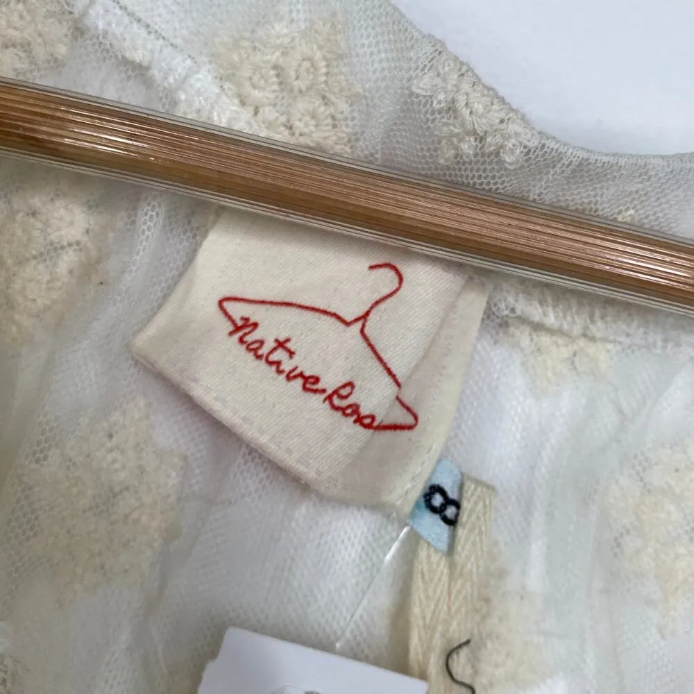 LF Native Rose Cream Woven Short Sleeve Sheer Top Women's Size 8 NWT - Image 4