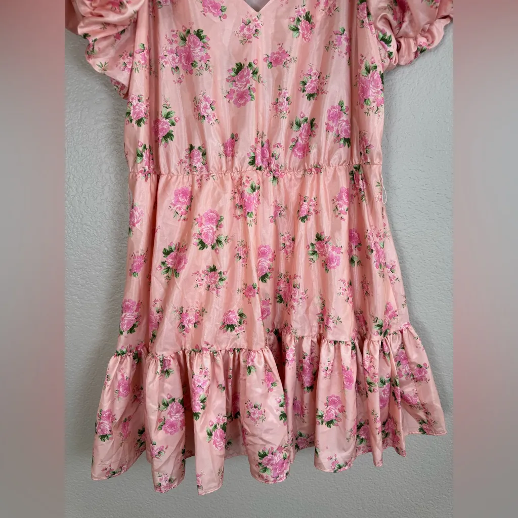 Loveshackfancy x Target Cecile Puff Sleeve Pink Floral Ruffle Mini Dress size 16 - Image 11