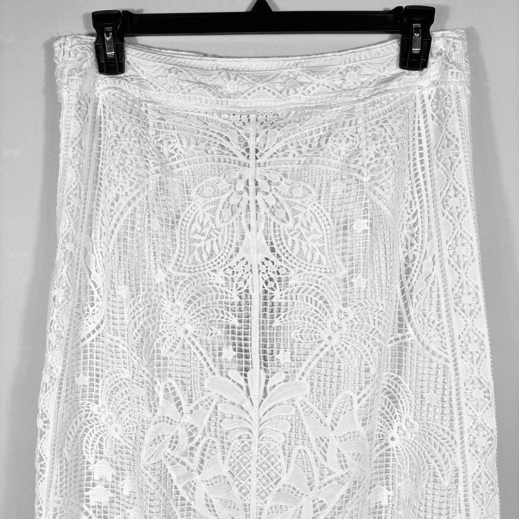Farm Rio Guipure Lace Midi Skirt Pineapple Design White XS NWT Tropical Floral - Image 8