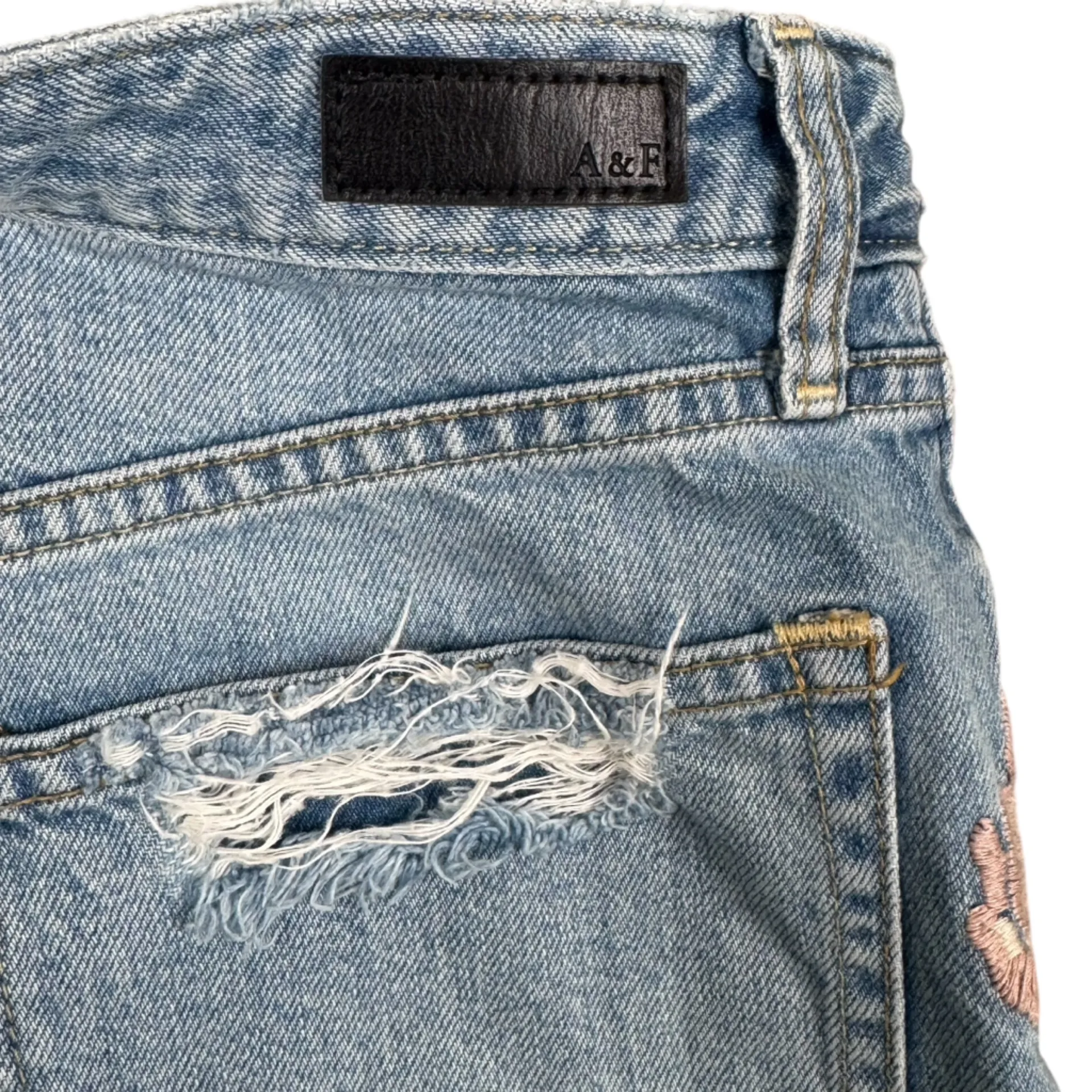 Abercrombie & Fitch Annie High Rise Girlfriend Embroidered Distressed Jeans 4 R - Image 9
