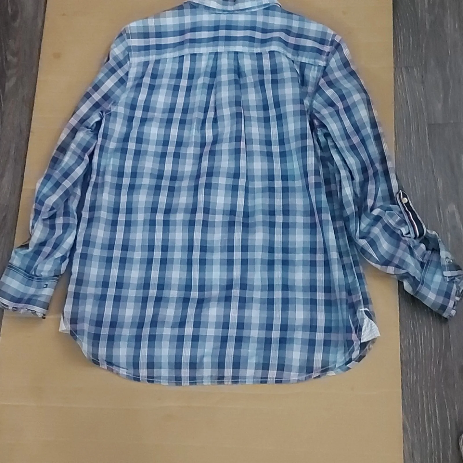 Tommy Hilfiger Plaid Ruffle Front Long Sleeve Top M Academia Classic Preppy Twee - Image 6