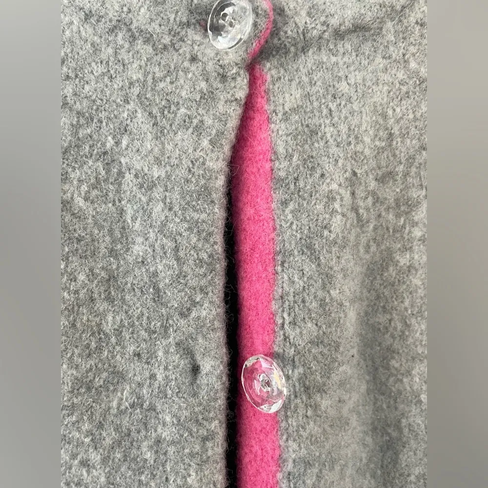 Margaret O'Leary Angora Fine Merino Gray / Pink Argyle Wool Sweater; size M - Image 2