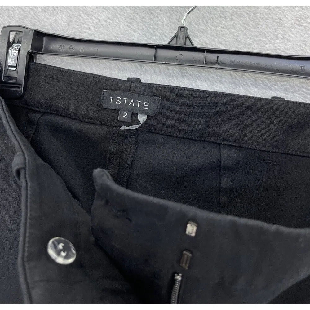 1. State  Women's Solid Black pants Size 2 Chinos Cotton Pockets - Image 4