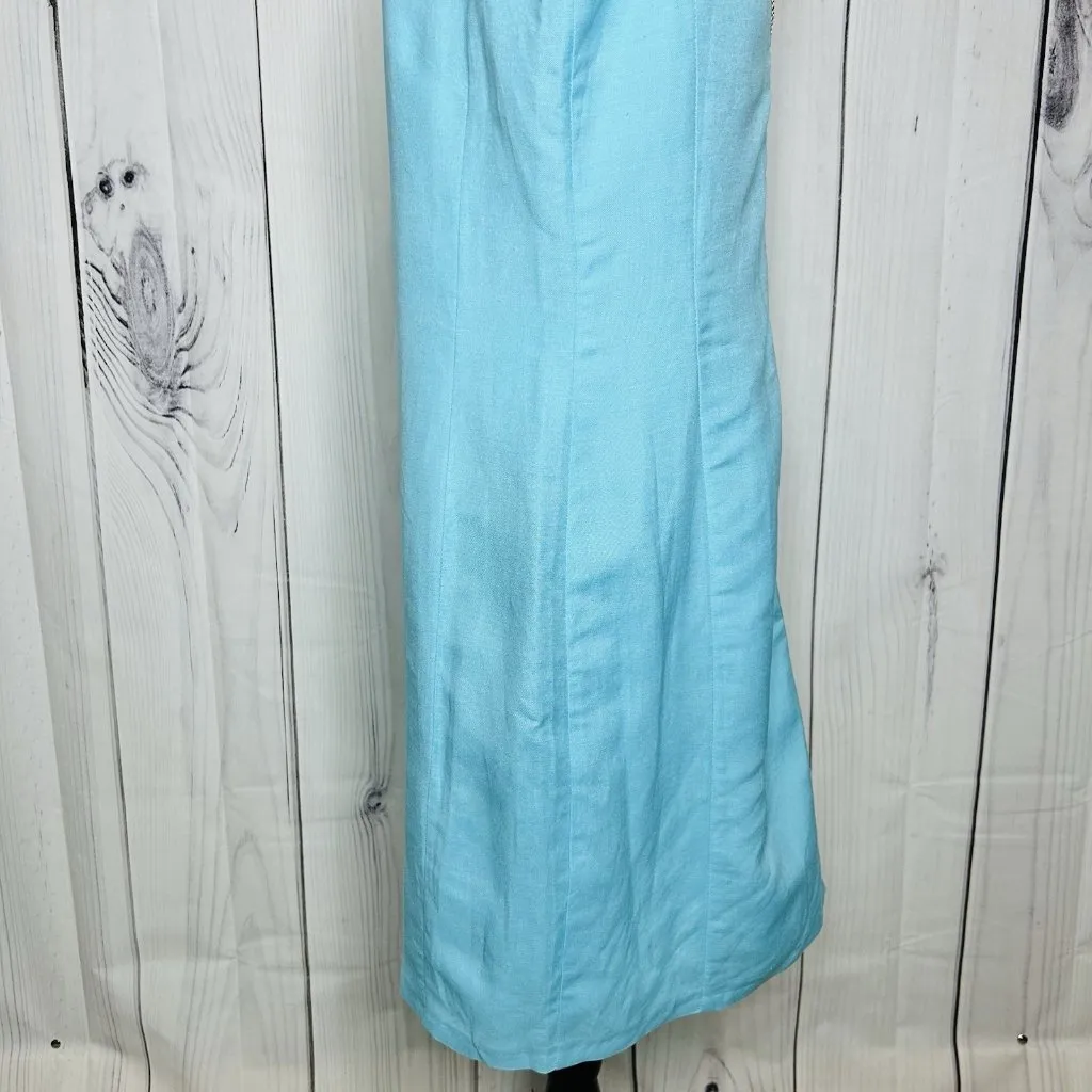 Jade Melody Tam Sleeveless Embroidered Dress Turquoise Gold Sz L V - Image 9