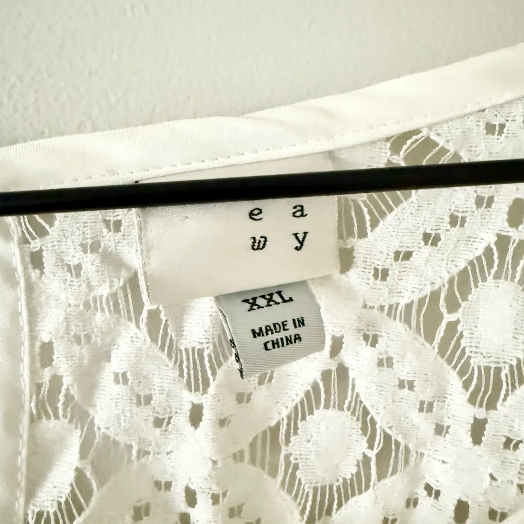 A New Day Long Flare Sleeve Sheer Shirt Lace Top in White Size XXL - Image 3