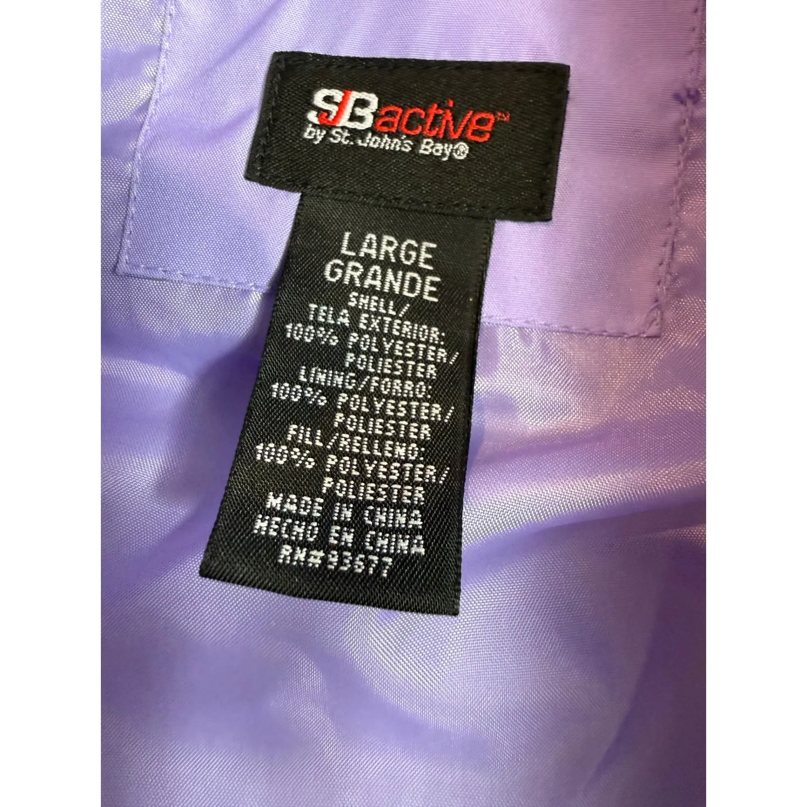 SB Active St Johns Bay Womens Puffer Vest Full Zip Sleeveless Jacket‎ Lavender L Purple Size L - Image 5