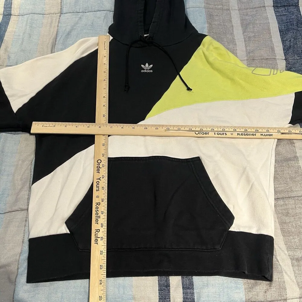 Adidas women's XS trifoil 3 stripe colorblock black/white/green hoodie - Image 3