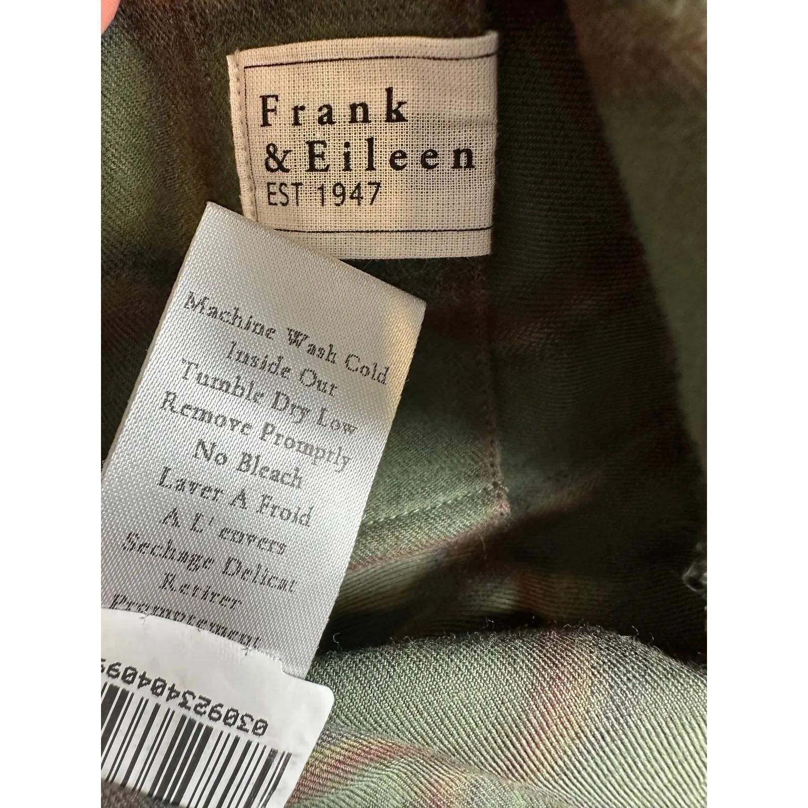 Frank & Eileen Finbar Plaid Flannel Shirt Size Small Green Relaxed Button Down - Image 8